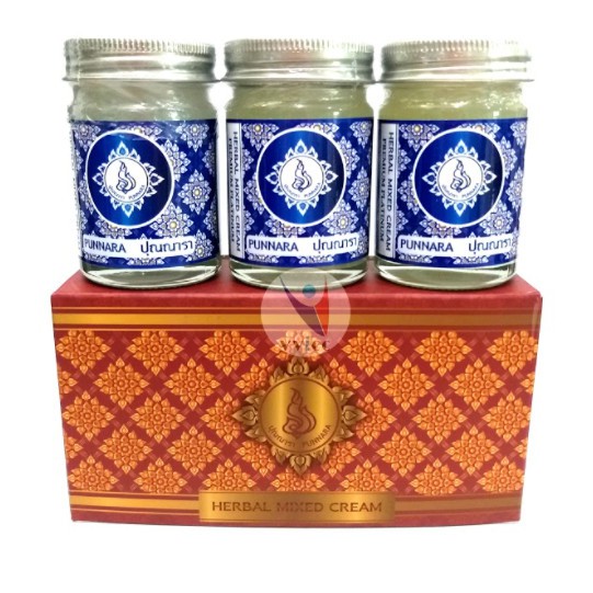 ปุณณารา แพค 3 ขวด  ขนาด 50 ml. PUNNARA ปุณณารา HERBAL MIXED CREAM