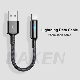 Ankndo สายชาร์จ USB Type C แบบสั้น 25 ซม. พร้อมไฟแสดงสถานะ สําหรับ Samsung Android 2.4A
