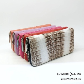 Prang Crocodile Leather Long Zipped Wallet กระเป๋าสตางค์ซิปเดี่ยว หนังจระเข้​แท้ C-W01BT(M)-MX