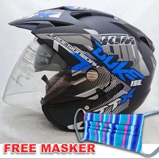 Sni BXP หมวกกันน็อคมอเตอร์ไซค์ 2 ใบ ของแท้ (ที่บังแดดสองชั้น) Duke สีฟ้า
