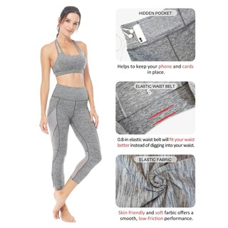 Queenieke : กางเกงออกกำลังกาย Running Capri (สี เทา - Space Dye Grey)