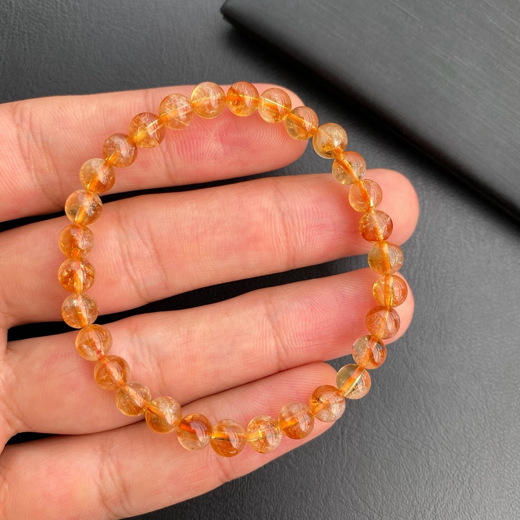 กำไลหินแท้ ซิทริน (Citrine) AAA Grade ขนาด 4-10mm - รูปที่ 3