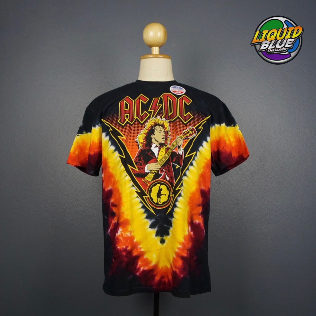 AC-DC ANGUS LIGHTNING เสื้อยืดแบรนด์ Liquid Blue ของแท้ 100% ...