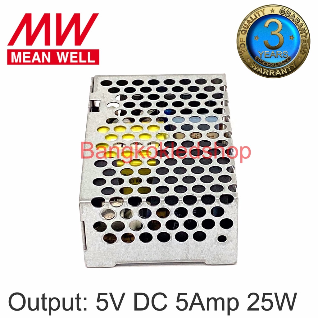 สวิตซ์ชิ่งพาวเวอร์ซัพพลาย RS-25-5  5A 5V 25W POWER SUPPLY MEAN WELL  ยี่ห้อมีนเวล หม้อแปลงสำหรับแอลอีดี รุ่นตะแกรง ราคา ถูกที่สุด ดีลบีเคเค แกลเลอรีภาพที่ 4