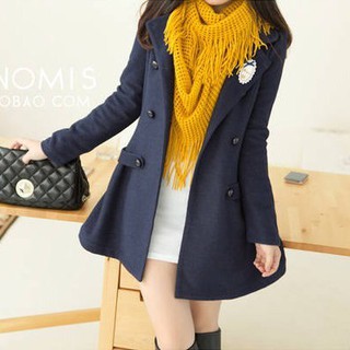 LADY COAT เสื้อโค้ทกันหนาว ทรงหวานๆ สไตล์เกาหลี สีกรม