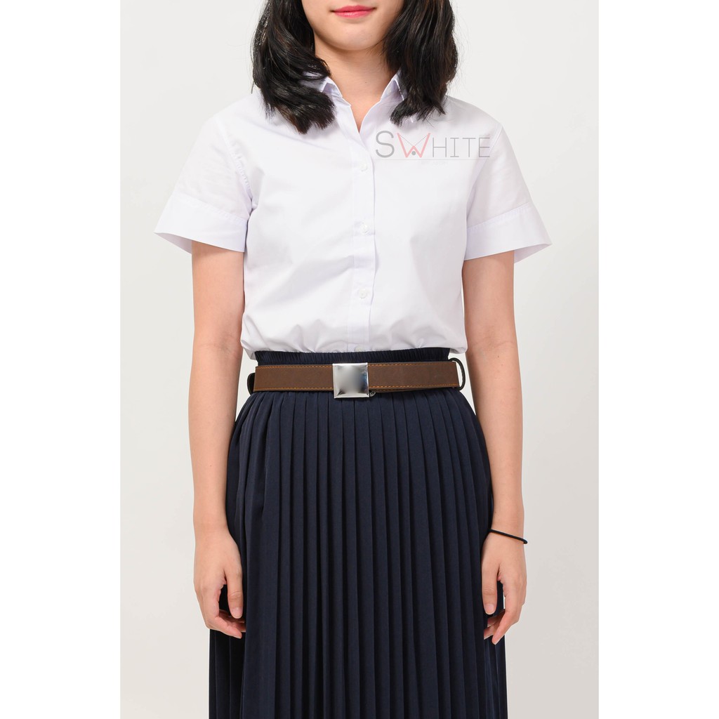 S-white [เสื้อนิสิต นักศึกษา] จุฬา แขนสามเหลี่ยม หลังสาบ ถูกระเบียบ SW-COM-10