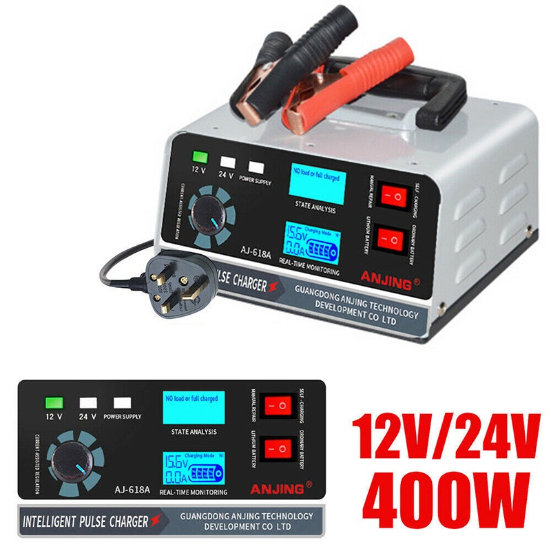 Car Battery Charger 12V/24V Smart Battery Charger 400W Trickle Smart Pulse Repair For Automotive