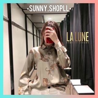 🔆Sunny🔆ป้ายLALUNE✨เสื้อเชิ้ตลายเสือ ผ้าซาตินญี่ปุ่นเกรดพรีเมียม สไตล์ZARA : 4 Colorจ