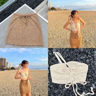 Sandal top with Brown skirt ชุดเซตชิวๆริมทะเล