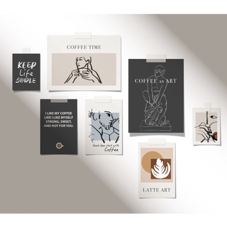 set 7 รูป **แถมสติกเกอร์วงกลมฟรี ** โปสการ์ดติดผนัง postcard Coffee Art การ์ด รูปติดผนัง รูปแต่งห้อง แต่งร้าน ร้านกาแฟ