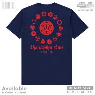 เสื้อยืดผ้าฝ้าย เสื้อยืด พิมพ์ลายการ์ตูนอนิเมะญี่ปุ่น Distro UCHIHA CLAN GANG SHARINGAN NARUTO UZUMAKI x 6563 Kisetsu