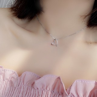 925 sterling silver heart zircon sexy Clavicle necklace Simple women Jewelry
