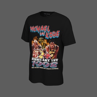 เสื้อยืด พิมพ์ลาย Baske MICHEAL JORDAN VS KOBE BRYANT FEBUARI 1998 สีดํา