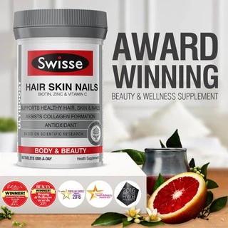 Swisse Beauty Hair Skin Nails+ 100 Tablets อาหารเสริมบำรุงผม ผิว เล็บ ให้เงางามเปล่งปลั่ง