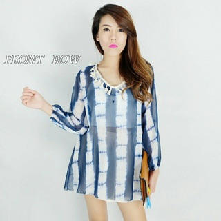 Summer blue chiffon blouse