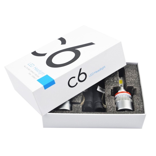 ไฟหน้าLED 1คู่ รุ่นC6ขั้วH1 H3 H4 H7 H8/H9/H11 9005 /HB3 9006 /HB4 36w 9V-36V 3600LM 6000K /แสงสีขาว