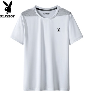 Playboy Ice Silk Short-sleeved Mens T-shirt Summer Round Neck Breathable Sports Quick Dry T-shirt