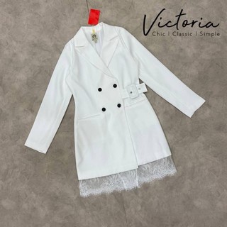 พร้อมส่ง💳 เดรสสูทสีขาวชายลูกไม้💸Victoria