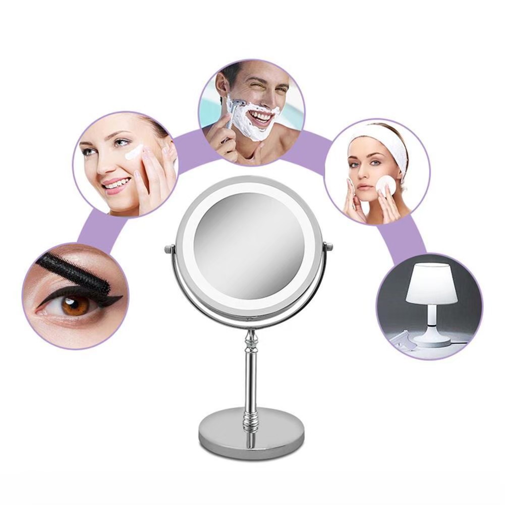 กระจกส่องหน้าขยาย ซูมคมชัด 10เท่า พร้อมไฟ warm white ชนิด LEDในตัว หมุนบานกระจกได้ 360 องศา วัสดุแข็งแรงทนทาน สวยงามมาก