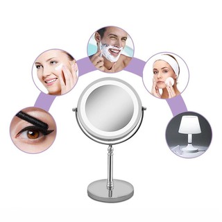 กระจกส่องหน้าขยาย ซูมคมชัด 10เท่า พร้อมไฟ warm white  ชนิด LEDในตัว หมุนบานกระจกได้ 360 องศา วัสดุแข็งแรงทนทาน สวยงามมาก
