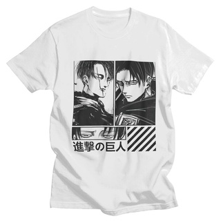 เสื้อยืดผ้าฝ้ายLevi Attack On Titan T Shirt Men Short Sleeve Anime Manga Shingeki No Kyojin T-shirt Summer Tee Tops Cott