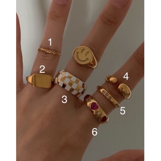 แหวนคู่ แหวน HER OBJECTIVE_HER CHECKERBOARD RING/ SQUARE SIGNET RING/PLUTO RING/ MINI WIRE RING/ VENUS RING