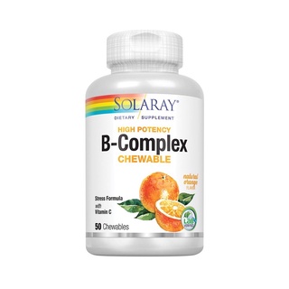 New 💊 Solaray, High Potency Vitamin B-Complex with Vitamin C, Natural Orange, 50 Chewables