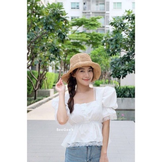 เสื้อแขนตุ๊กตา เสื้อสีขาว เสื้อสไตล์เกาหลี เสื้อใส่เที่ยว