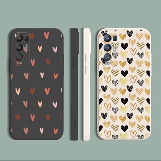 เคสโทรศัพท์ ซิลิโคนนิ่ม ขอบตรง ลายหัวใจ แฟชั่น สําหรับ OPPO Reno6 Z 5G Reno 5 Pro 4 4G 3 Reno2 Z F