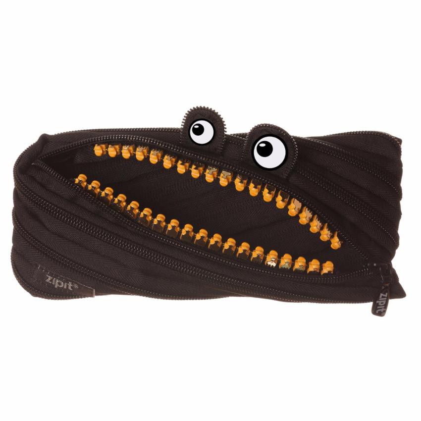 ZIPIT Grillz กระเป๋าสีดําและสีขาวเดี่ยวยาวซิปฟัน Grin และ Playful Eyes Diagonal เปิดสําหรับการเข้าถึ