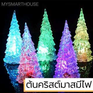 🎄คริลิคต้นคริสต์มาส เปล่งแสง LEDไฟกลางคืนคริสตัลที่มีสีสัน คริสต์มาสของขวัญ🎄