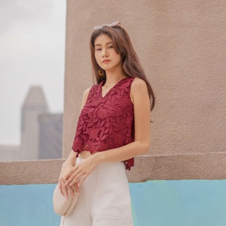 RMVcollection Willow Crochet Top (Burgundy)