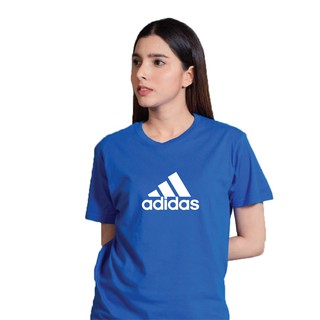 เสื้อ adidas (สีน้ำเงิน) เสื้อยืดแฟชั่น เสื้อคอกลม ผ้าcotton Fully comb 100% สวมใส่ได้ทั้งหญิงและชาย