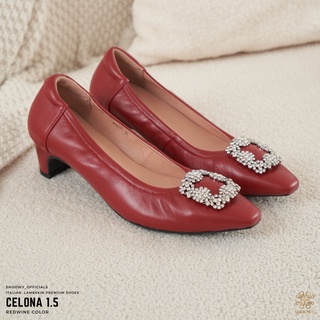 รองเท้าหนังแกะ รุ่น Celona 1.5" Redwine color (สีแดงไวน์)