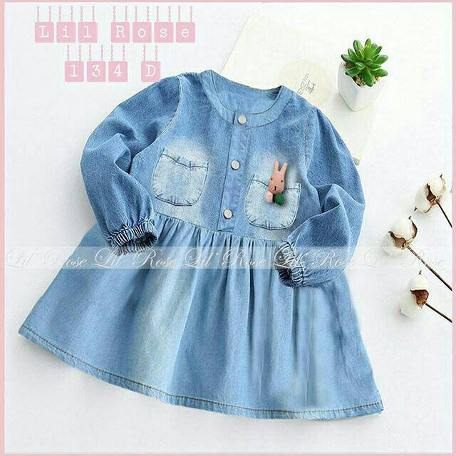 LR 134 D Bunny Mini Denim Dress ขนาด 140/6y, 160/8y, 170/9y