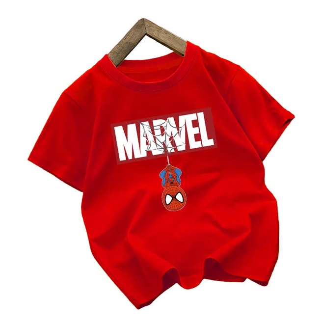 KFC-880801 เสื้อยืดคอกลมแขนสั้น เสื้อผ้าเด็กชาย สไปเดอร์แมน MARVEL