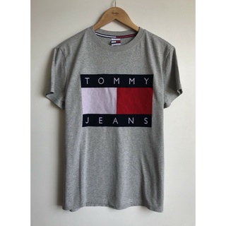 เสื้อยืดโอเวอร์ไซส์ใหม่สไตล์ขายร้อน Tommy Jeans t เสื้อ velvet โลโก้บุรุษ 100% Cotton topsS-3XL