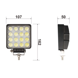 ไฟสปอร์ตไลท์ทรงสี่เหลี่ยม LED 48W รถยนต์ ไฟหน้ารถ ไฟท้าย ไฟถอยรถบรรทุก ไฟตัดหมอก สีขาว ตราเพชร Diamond 06-722MC0