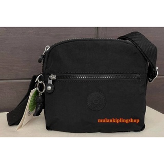 ส่งฟรีEMS  Kipling Keefe Crossbody Bag - Black Noir สีดำ พวงกุญแจลิงยาง