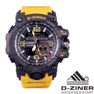 D-ZINER นาฬิกาข้อมือชาย แท้Quartz-Analog,Digital (2ระบบ) บอกเวลา3เข็ม วันที่,สัปดาห์ ฟั่งก์ชันคพร้อมกล่องแบรนด์