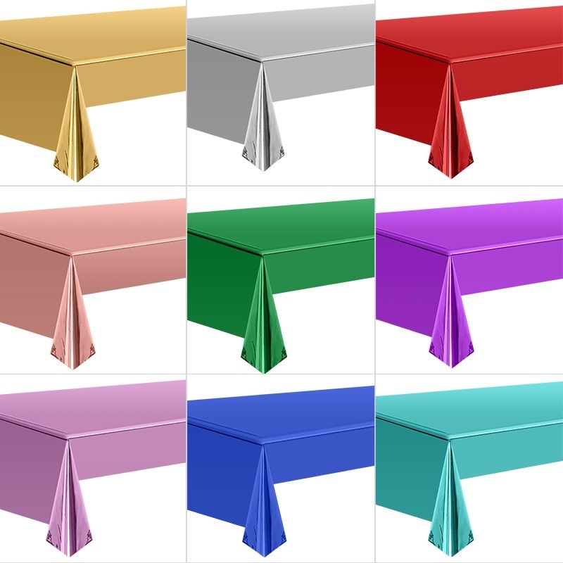 กระดาษฟลอยปูโต๊ะ ปาร์ตี้ ผ้าปูโต๊ะ Metallic Color Plastic Tablecloth Party Table Cover