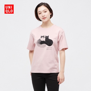 [100% Cotton]Uniqlo เสื้อยืด แขนสั้น พิมพ์ลายการ์ตูนสัตว์ สําหรับผู้หญิง (UT) 444578 Uniqlo UNIQLO