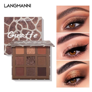Langmanni อายแชโดว์พาเลท 9 สีเนื้อแมตต์สีมุกติดทนนาน