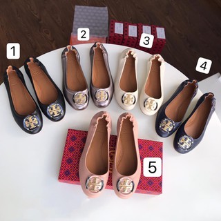 Tory Burch(โทรี่ บรัช) ladies trendy flat toe shoe ballerina shoe foldable female single shoe