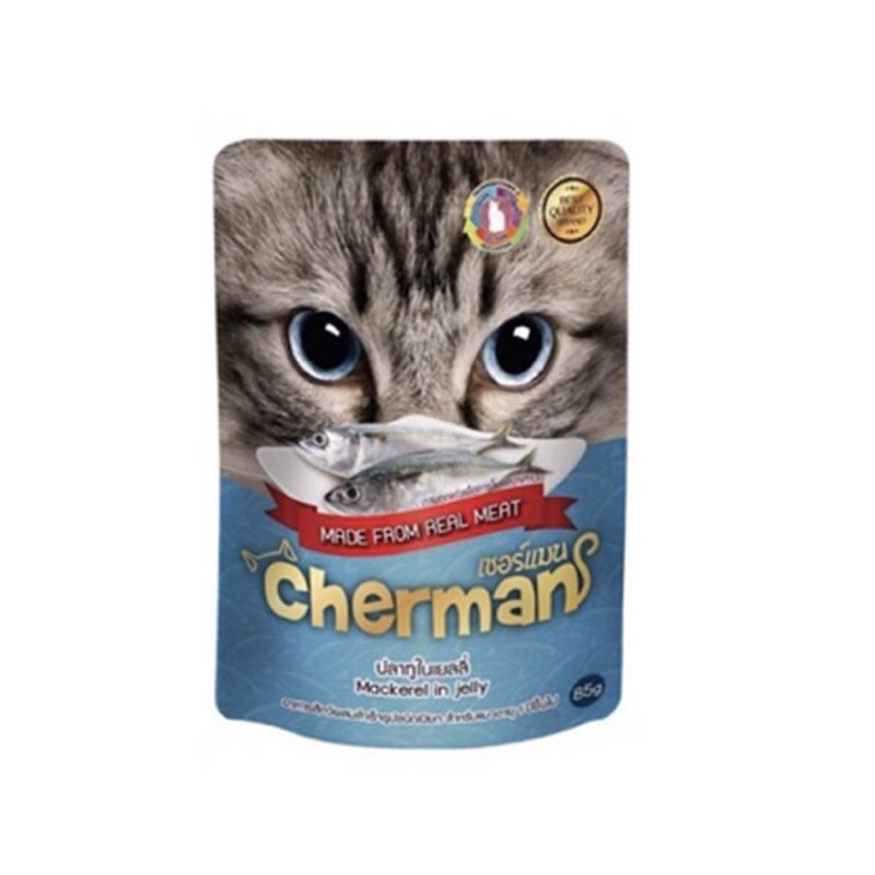 Cherman อาหารแมวชนิดเปียก รสปลาทูในเยลลี่ 85g