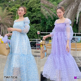 MM17036 แม็กซี่เดรสผ้าแก้วแขนยาว long sleeve maxi dress