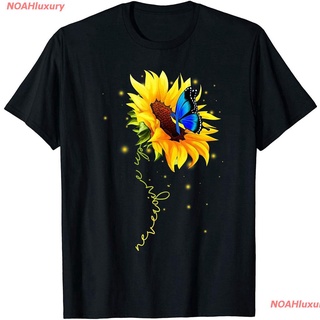 เสื้อยืดผู้ชาย punkเสื้อยืดลำลองเสื้อยืดผู้ชายและผู้หญิง Sunflower erfly Never Give Up Down Mothers Day Unisex DIY Prin