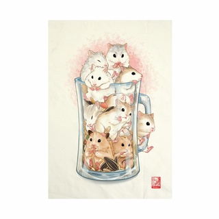 ผ้าแคนวาส พิมพ์ลาย แฮมสเตอร์ ไม่มีกรอบ ขนาด 34.5x48.5 ซม / Hamster Mug Fabric Art  Canvas No frame size 34.5x48.5 cm.