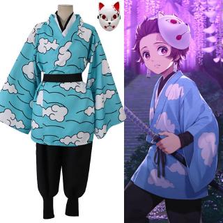 Anime Demon Slayer Kimetsu no Yaiba Kamado Tanjirou Cosplay Costume Kimono Set