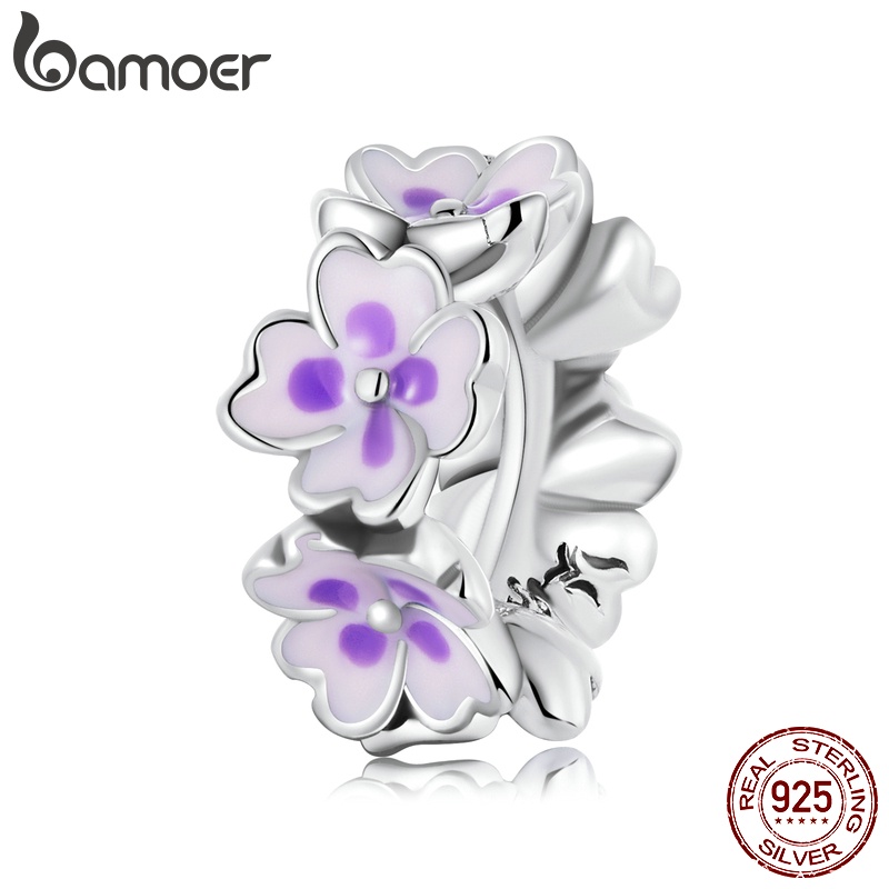 Bamoer จี้เงิน 925 รูปดอกไม้ อุปกรณ์เสริม สําหรับสร้อยข้อมือ สร้อยคอ SCC2212